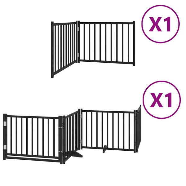 vidaXL Barri&egrave;re pour chien porte pliable 6 panneaux noir bois peuplier