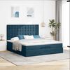 vidaXL Cadre de lit ottoman avec matelas bleu fonc&eacute; 200x200 cm velours