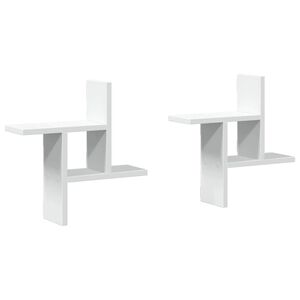 vidaXL &Eacute;tag&egrave;res murales 2 pcs blanc 38x12x38 cm bois d'ing&eacute;nierie