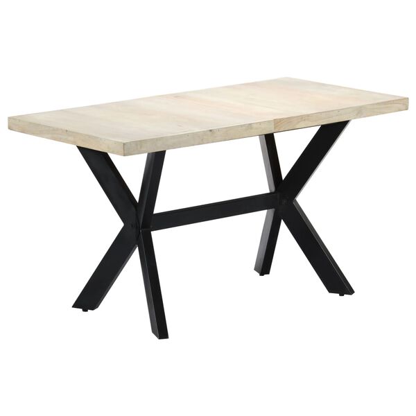 vidaXL Table &agrave; d&icirc;ner 140 x 70 x 75 cm Bois de manguier massif blanchi