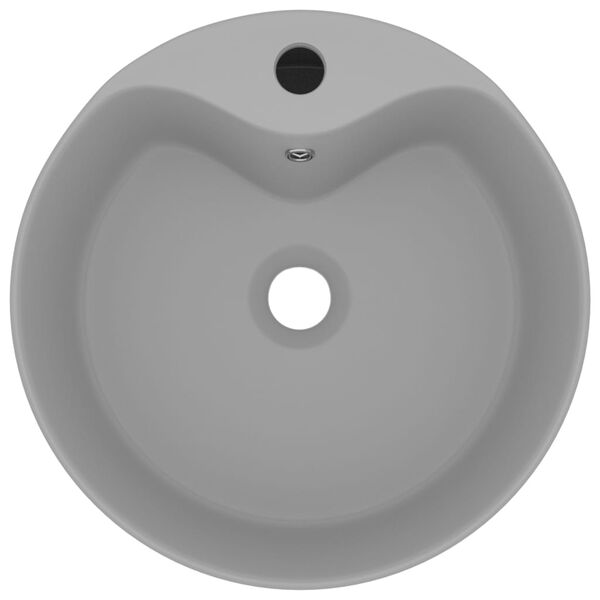 vidaXL Lavabo de luxe avec trop-plein Gris clair mat 36x13cm C&eacute;ramique