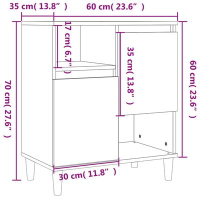 vidaXL Buffet Gris béton 60x35x70 cm Bois d'ingénierie