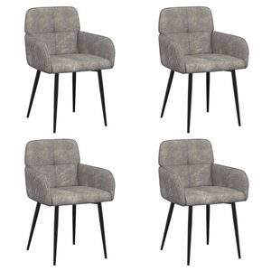 vidaXL Chaises de salle &agrave; manger 4 pc Simili daim Gris clair