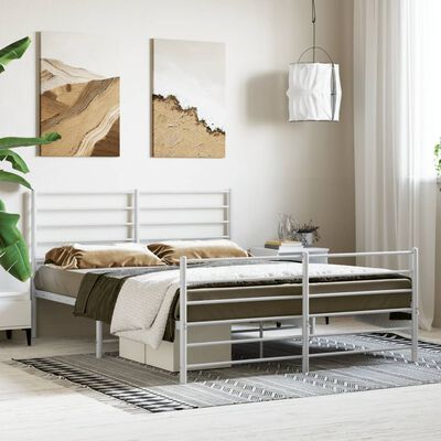 vidaXL Cadre de lit métal sans matelas et pied de lit blanc 120x200 cm