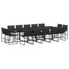 vidaXL Ensemble &agrave; manger de jardin avec coussins 15 pcs noir textil&egrave;ne