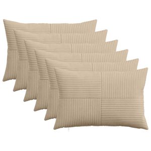 vidaXL Housse de coussin 6 pcs ALMELO Taupe 30 x 50 cm velours c&ocirc;tel&eacute;