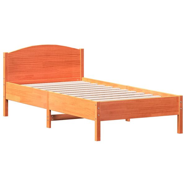 vidaXL Cadre de lit sans matelas cire marron 75x190 cm bois pin massif
