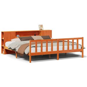 vidaXL Lit biblioth&egrave;que sans matelas cire marron 180x200 cm pin massif