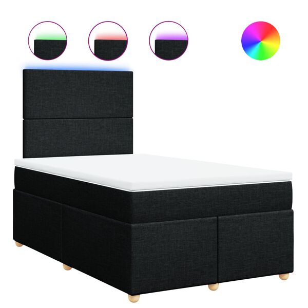 vidaXL Sommier &agrave; lattes de lit avec matelas noir 120x190 cm tissu