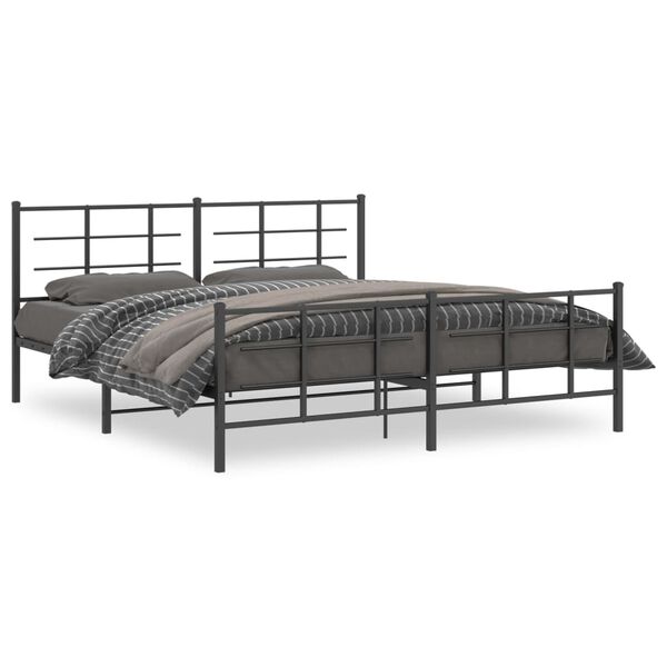 vidaXL Cadre de lit métal sans matelas avec pied de lit noir 183x213cm