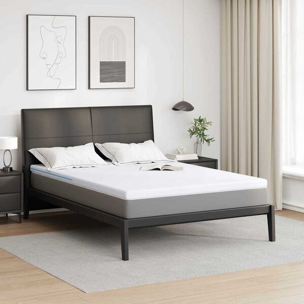 vidaXL Surmatelas Blanc 160 x 200 cm Tissu jacquard