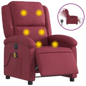 vidaXL Fauteuil de massage inclinable &eacute;lectrique Rouge bordeaux Tissu