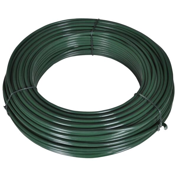 vidaXL Fil de cl&ocirc;ture 80 m 2,1/3,1 mm Acier Vert