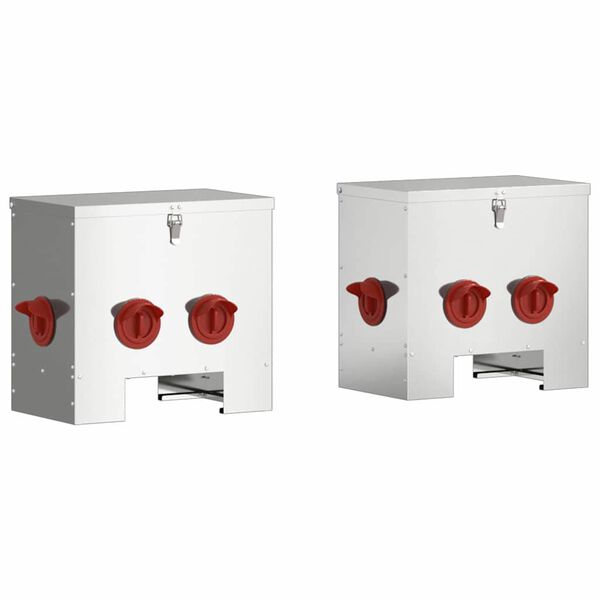 vidaXL Mangeoire pour poules 2 pcs Argent 40,5 x 25 x 38 cm