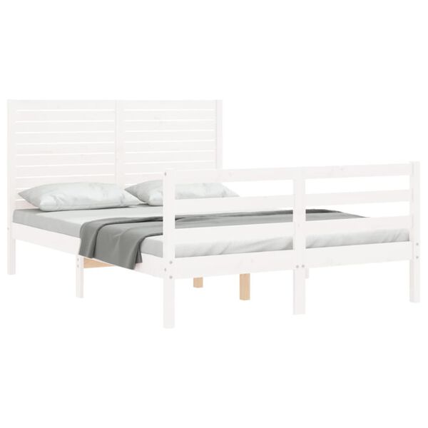 vidaXL Cadre de lit sans matelas blanc 140x200 cm bois massif