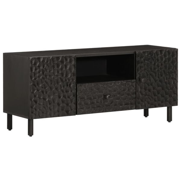 vidaXL Meuble TV noir 105x33x46 cm bois massif de manguier