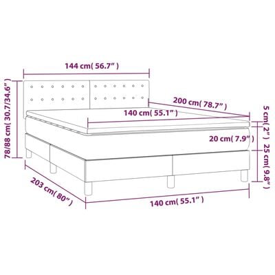 vidaXL Sommier à lattes de lit avec matelas Cappuccino 140x200 cm