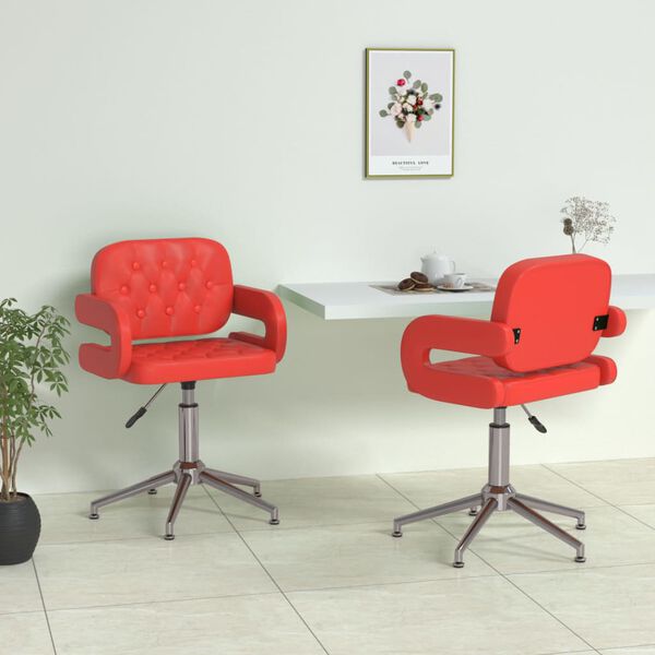 vidaXL Chaises pivotantes &agrave; manger lot de 2 rouge similicuir