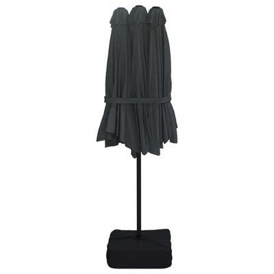 vidaXL Parasol de jardin à double tête avec LED noir 449x245 cm