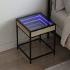 vidaXL Table de chevet avec LED infini ch&ecirc;ne sonoma 40x40x51 cm