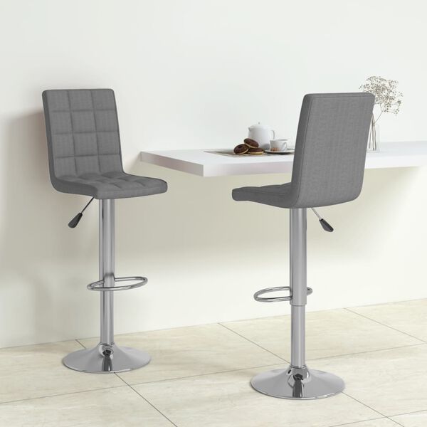 vidaXL Tabourets de bar lot de 2 gris clair tissu