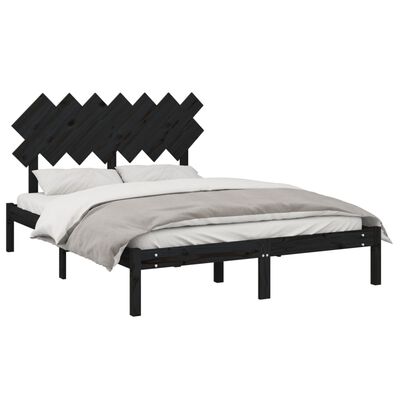 vidaXL Cadre de lit Noir 140x190 cm Bois massif