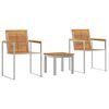 vidaXL Transat 3 pc Bois de teck massif et acier inoxydable Marron