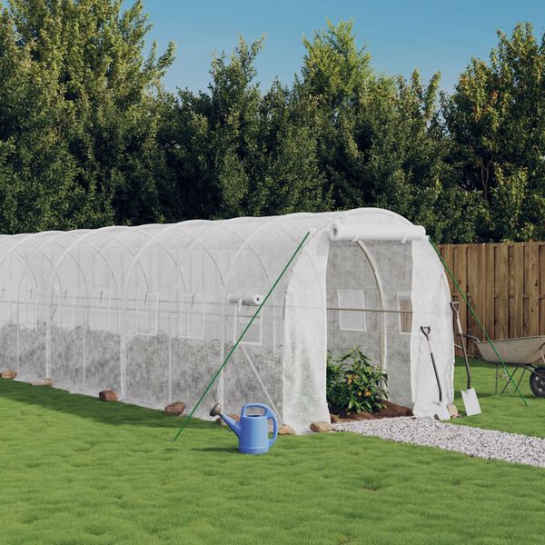 vidaXL Serre avec cadre en acier blanc 36 m&sup2; 18x2x2 m