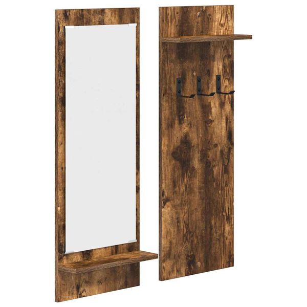 vidaXL Porte-manteau mural avec &eacute;tag&egrave;re Ch&ecirc;ne fum&eacute; 70 x 10 x 90 cm