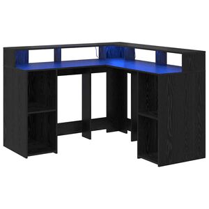 vidaXL Bureau Ch&ecirc;ne noir Bois d'ing&eacute;nierie 130 x 130 x 91 cm
