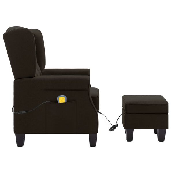 vidaXL Fauteuil de massage avec repose-pied Marron foncé Tissu