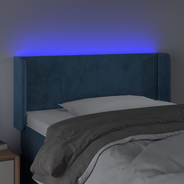 vidaXL T&ecirc;te de lit &agrave; LED Bleu fonc&eacute; 83x16x78/88 cm Velours