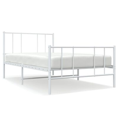 vidaXL Cadre de lit métal sans matelas et pied de lit blanc 107x203 cm