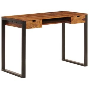 vidaXL Bureau 110x55x78 cm Bois solide de Sesham Acier