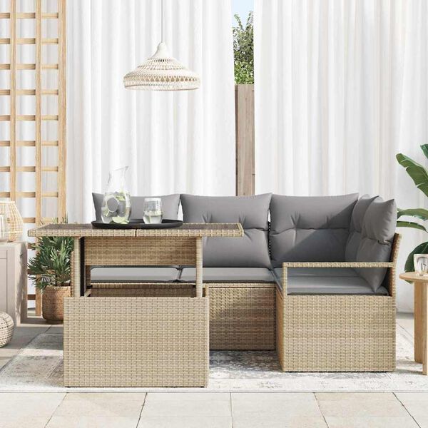 vidaXL Ensemble de canap&eacute; de jardin 5 pcs beige et gris clair