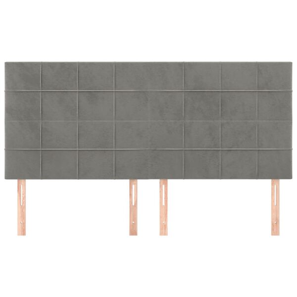 vidaXL T&ecirc;te de lit Gris clair 200x5x118/128 cm Velours