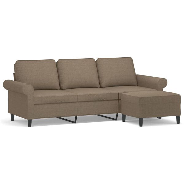 vidaXL Canap&eacute; &agrave; 3 places avec repose-pieds Taupe 180 cm Tissu