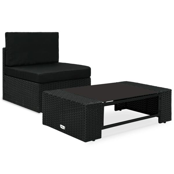 vidaXL Salon de jardin 2 pcs R&eacute;sine tress&eacute;e Noir
