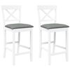 vidaXL Tabourets de bar avec coussins (lot de 2) en bois massif blanc et caoutchouc