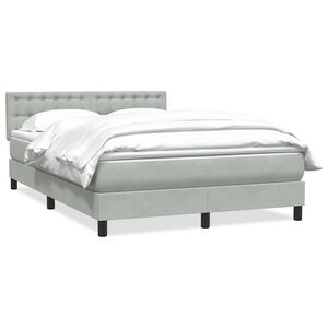 vidaXL Sommier &agrave; lattes de lit et matelas gris clair 140x210cm velours
