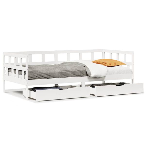 vidaXL Lit de jour et tiroirs sans matelas blanc 80x200 cm bois massif