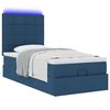 vidaXL Lit ottoman avec matelas et LED Bleu 100x200 cm Tissu