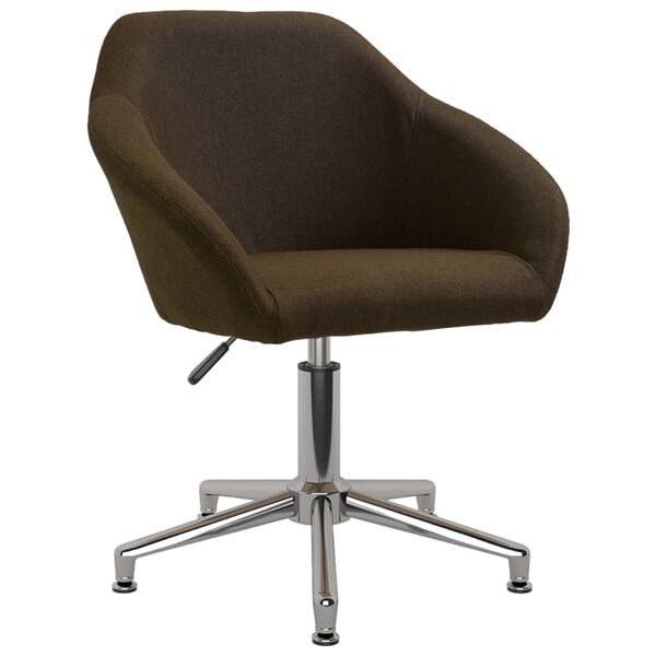 vidaXL Chaise pivotante de salle &agrave; manger Marron fonc&eacute; Tissu