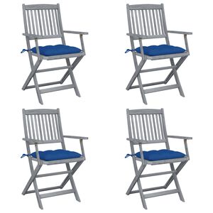 vidaXL Chaises pliantes 4 pi&egrave;ces avec coussins en bois d'acacia massif