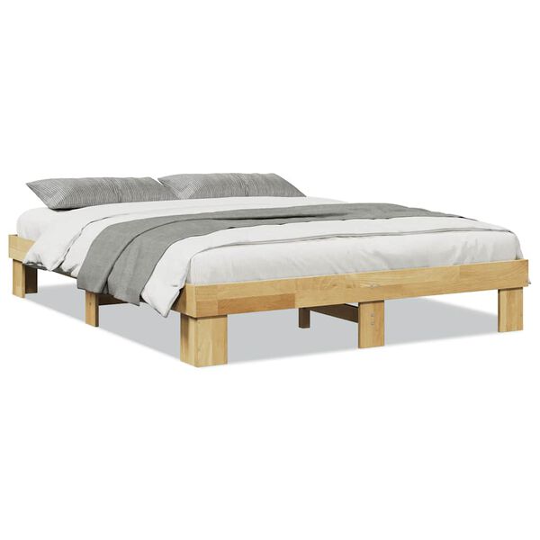 vidaXL Cadre de lit sans matelas 140x200 cm bois massif de ch&ecirc;ne