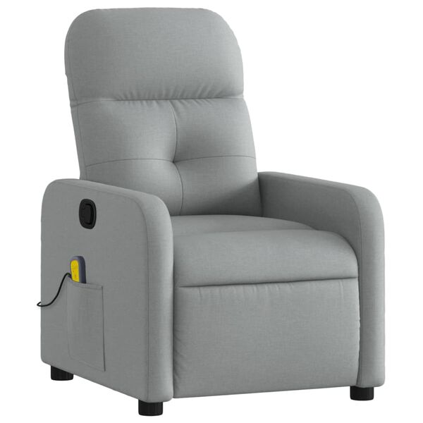 vidaXL Fauteuil inclinable de massage gris clair tissu
