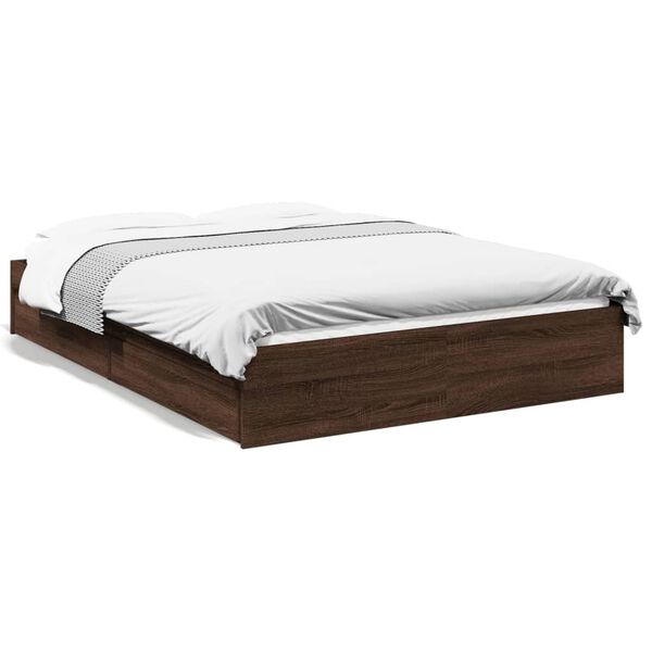 vidaXL Cadre de lit avec tiroirs sans matelas ch&ecirc;ne marron 120x200 cm