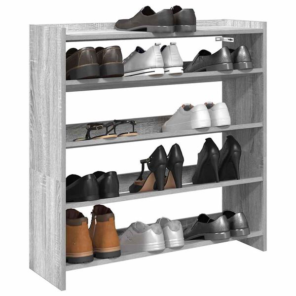 vidaXL &Eacute;tag&egrave;re &agrave; chaussures sonoma gris 80x25x81 cm bois d'ing&eacute;nierie