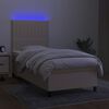 vidaXL Sommier &agrave; lattes de lit et matelas et LED Cr&egrave;me 100x200cm Tissu