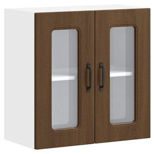 vidaXL Armoire murale de cuisine et porte en verre Kalmar ch&ecirc;ne marron
